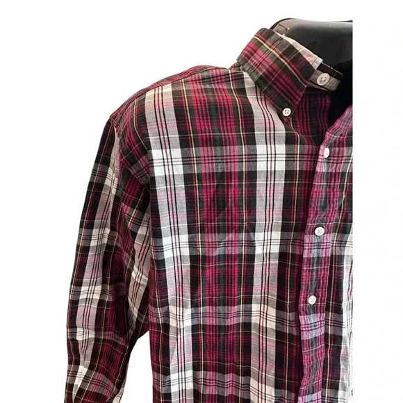 Men's Ralph Lauren Blue Label Size Large Red Plaid Button Down Long Sleeve Shirt - Picture 2 of 16